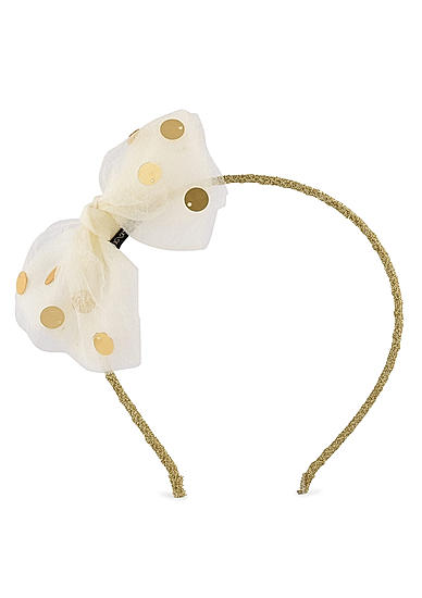 Party White and Gold  Polka Dotted Tulle Hair Band for Girls