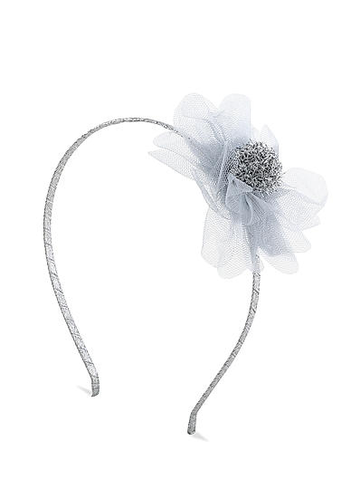 Toniq Kids Silver Magical Party Tulle Bow Hair Band For Kids Girls/Children