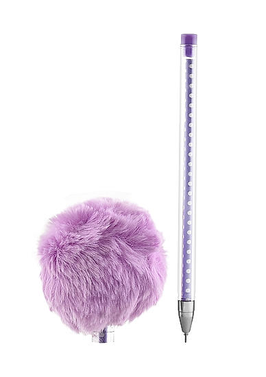 Toniq Purple Pretty Fluffy Fur Pom Pom Fun Pen For Kids/Children/ Adults 