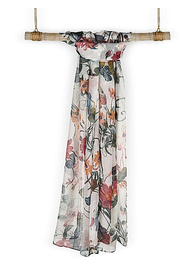 Bloom Off White Floral Printed Scarf/ Stole 