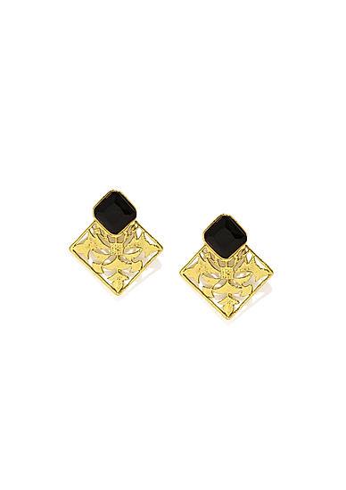 Gold-Toned  Black Drop Earrings