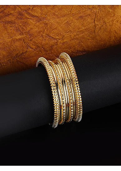 Fida Ethnic Gold Plated Floral Bangles for Women