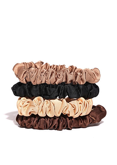 Muliticolor set of 4 Satin Rubber Band Scrunchies For Women