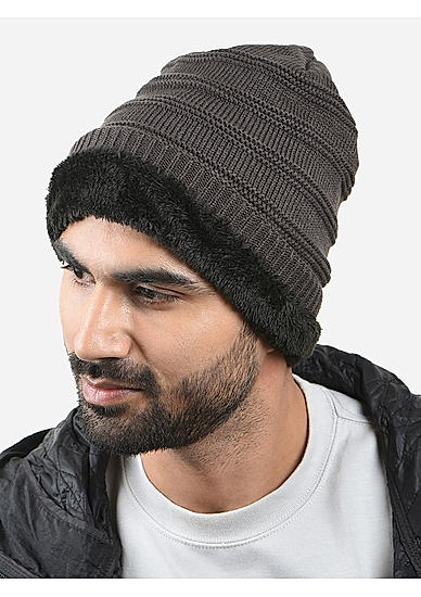 The Bro Code Dark Grey Special Winter Seasonal Wear Synthetic Wool Benie For Men 