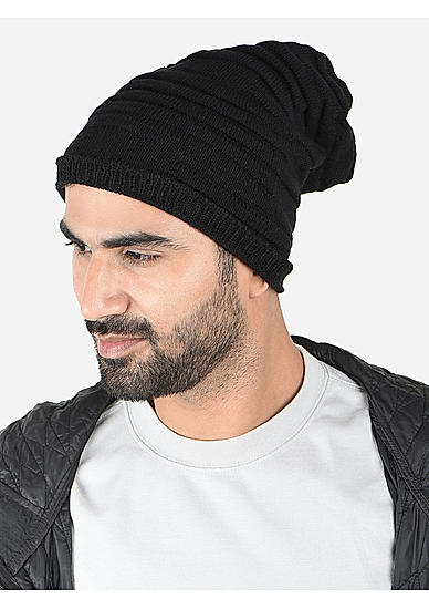 The Bro Code Black Special Winter Seasonal Wear Synthetic Wool Benie For Men 