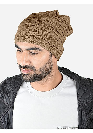 The Bro Code Brown Special Winter Seasonal Wear Synthetic Wool Benie For Men 
