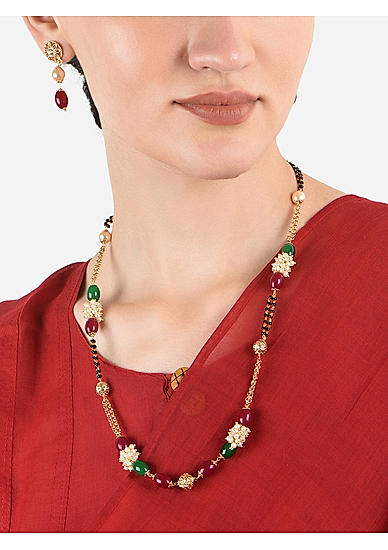 Fida Stunning Multicolor Gold Plated Geometric Shape Beads Ethnic Wear Alloy Jewellery Set For Women