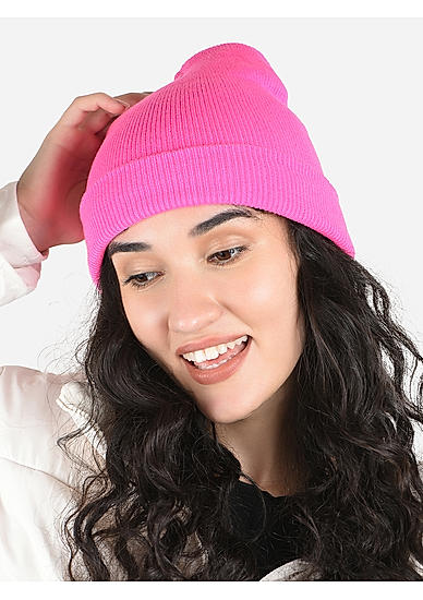Toniq Classy Hot Pink  Special Winter  Seasonal Wear Synthetic Wool Cap For Women 