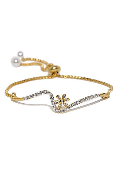 Gold-Plated White CZ Stone-Studded Contemporary Bracelet