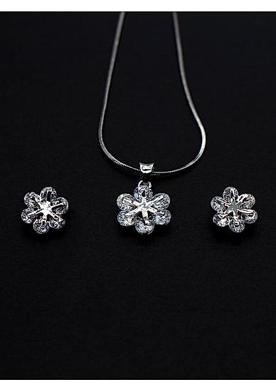 Gold-Plated Silver-Toned White CZ Stone-Studded Jewellery Set