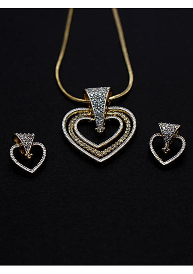 Gold-Plated White CZ Stone-Studded Jewellery Set