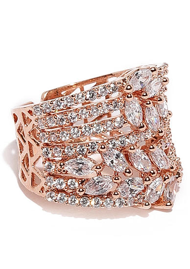 Women Rose Gold-Toned Open Ended Cocktail Finger Ring