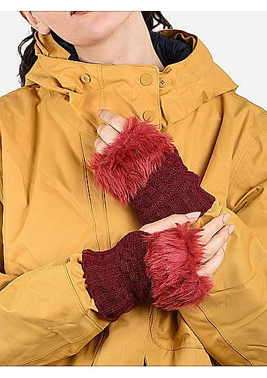 Toniq Classy Maroon  Special Winter  Seasonal Wear Fur Glove For Women Pair