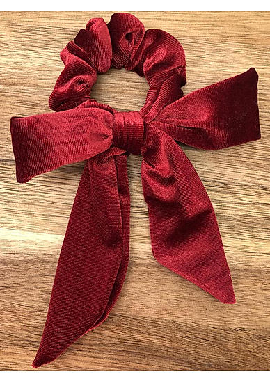 ToniQ Maroon Velvet Bow Hair Scrunchie For Women