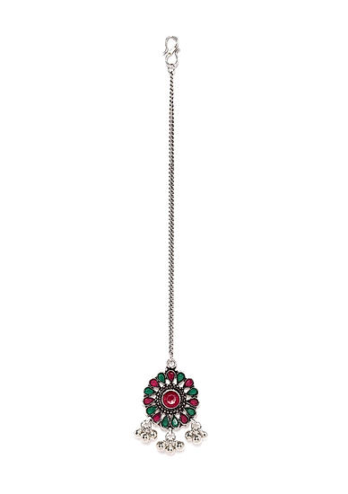 Women Multicoloured Oxidised Handcrafted Armeen Maang Tika