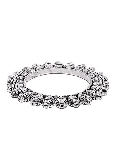 Women Silver-Toned Oxidised Izra Kada Bangle