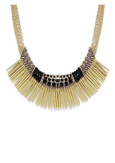 Gold Tone and Black Spike Boho Necklace For Women