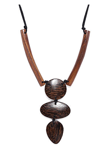 Brown Wooden Geometric Necklace For Women