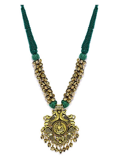 Gold-Toned Green Mor Necklace