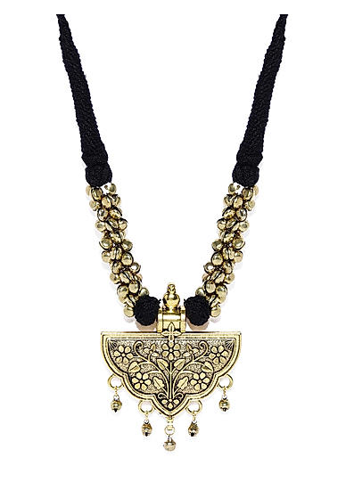 Gold-Toned Black Madhu Mani Necklace