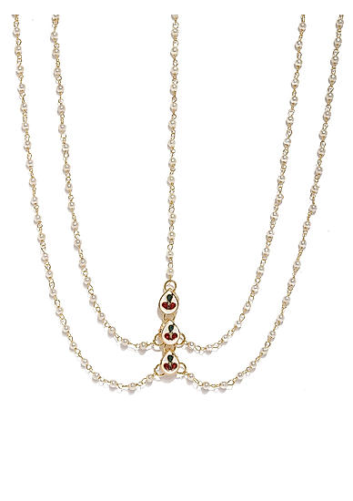 Gold-Toned Off-White Beaded Enamelled Reversible Matha Patti