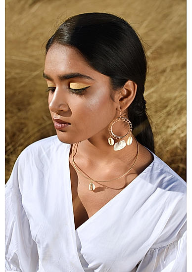 Gold-Toned Circular Drop Earrings