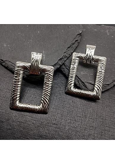 Silver Plated Geometric Contemporary Drop Earring