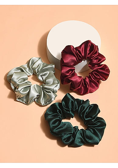 ToniQ Set of 3 Satin Multicolor Scrunchie for Women