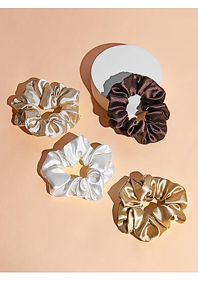 ToniQ Set of 2 Satin Multicolor Bow Scrunchie for Women