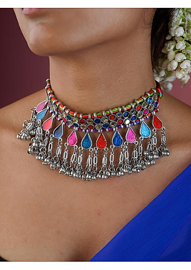 Fida Ethnic Multi Colored Aghani Choker Necklace For Women
