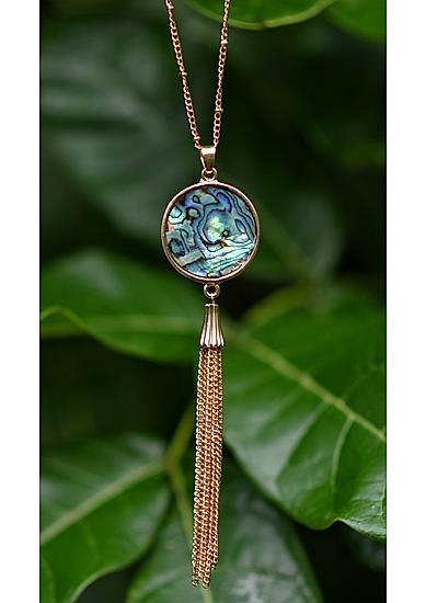 Gold-Toned Circular Shaped Pendant With Chain