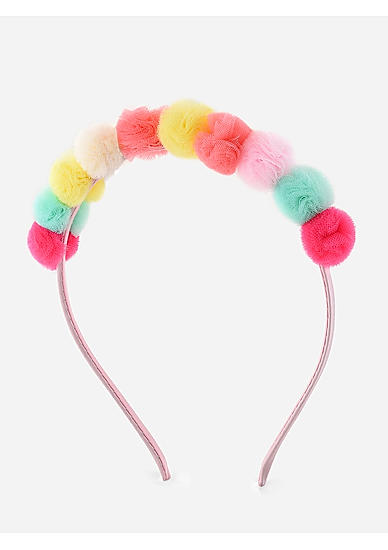 Multicolor Rainbow Pom Pom Kids Hair Band