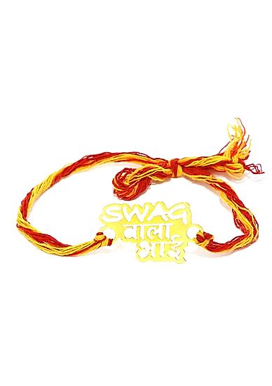 Red Yellow Thread Gold Pated Swag Wala Bahi Rakhi