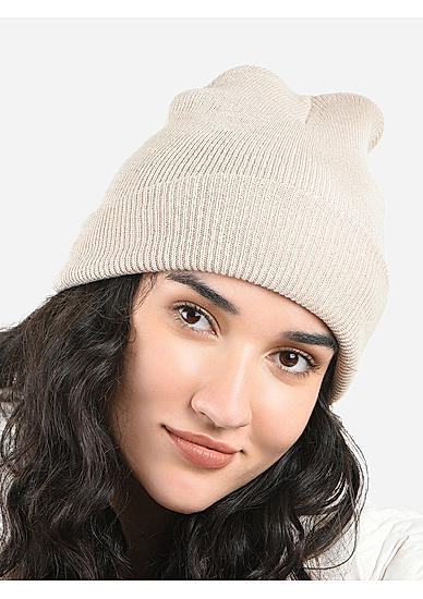 Toniq Beautiful Tan  Special Winter  Seasonal Wear Synthetic Wool Cap For Women 