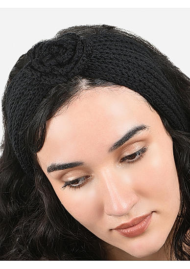 Toniq Charming Black  Special Winter  Seasonal Wear Synthetic Wool Hair Band For Women 