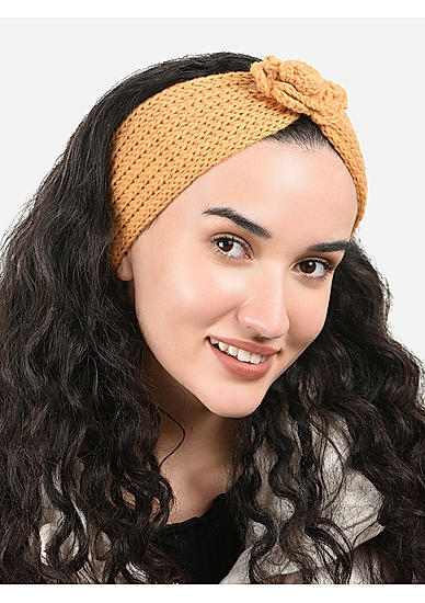 Toniq Appealing Yellow  Special Winter  Seasonal Wear Synthetic Wool Hair Band For Women 