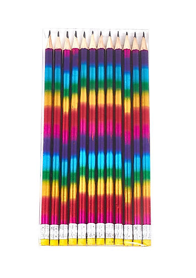 Set Of 12 Multicolor Rainbow Laser Pencil 