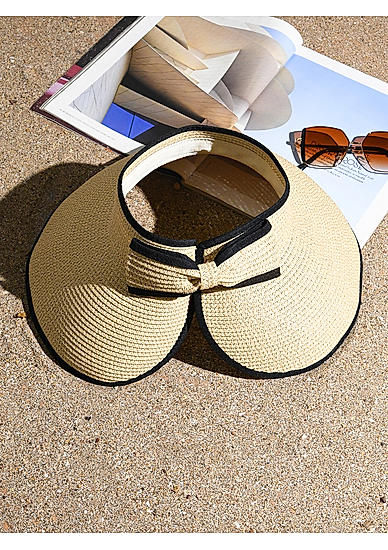 Stylish Bow Detailing Black Edgeing Sun Visor Hats For Women