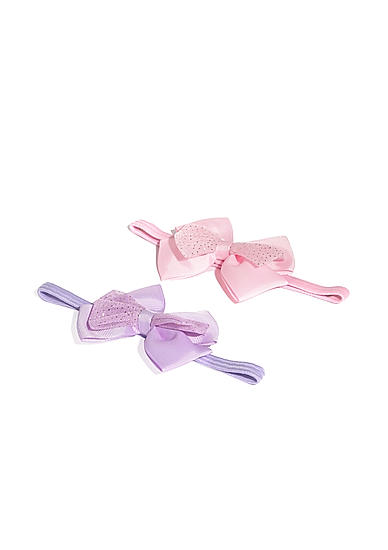 Pink and Purple Bow Clip Set