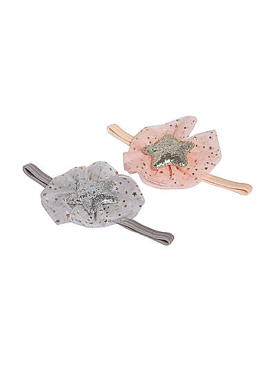 Grey and Coral Star Clip Set