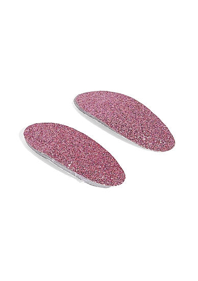 Glittery Pink Oval Bow Clip Set