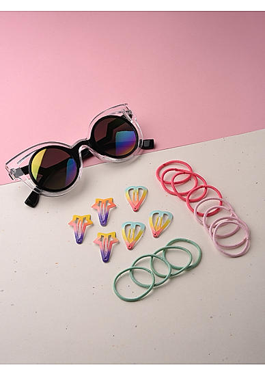 Toniq Kids Pretty Rainbow Hair Clip and Sunglass set For Vacation