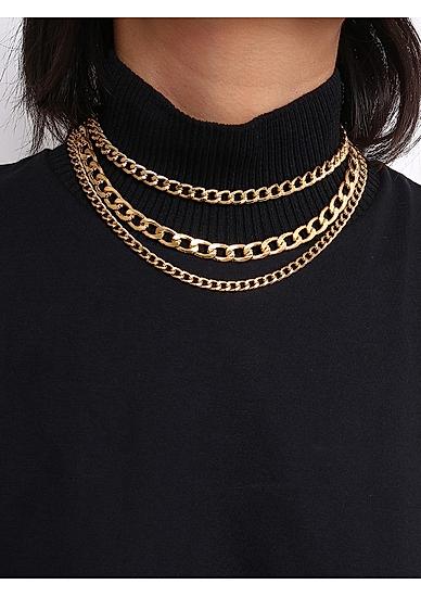 Gold Plated Linked Layered Necklace