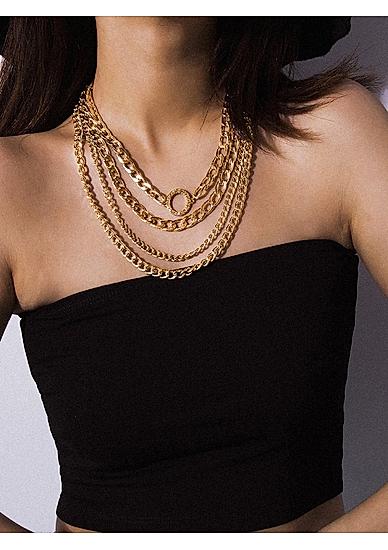 Multilayerd Mixed Chain Statement Necklace For Women