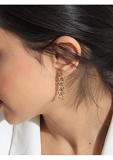 Gold Plated Linked Minimal Drop Earring