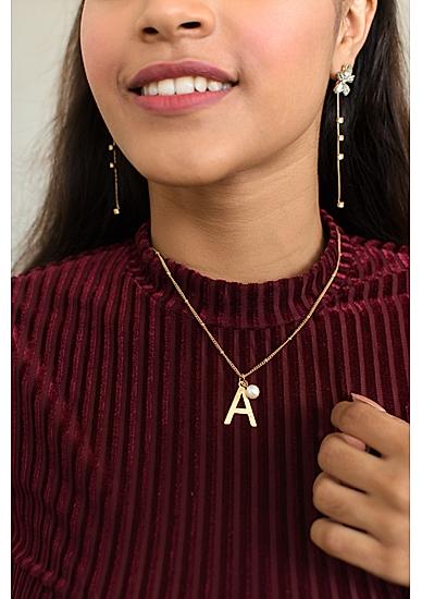 Initial Alphabet A Gold Plated Personalized Pedant Necklace 