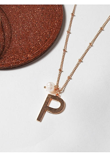 Initial Alphabet P Gold Plated Personalized Pedant Necklace 