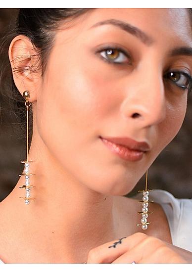 Pearls Gold Plated Drop Earring 
