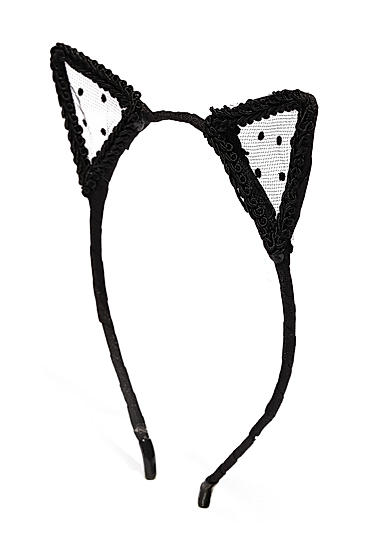 Girls Black Cat Ears Bow Hairband