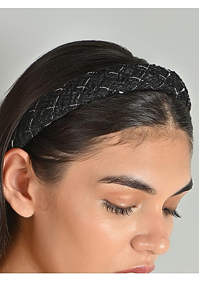 Black Tweed Puff Hair Bands Women